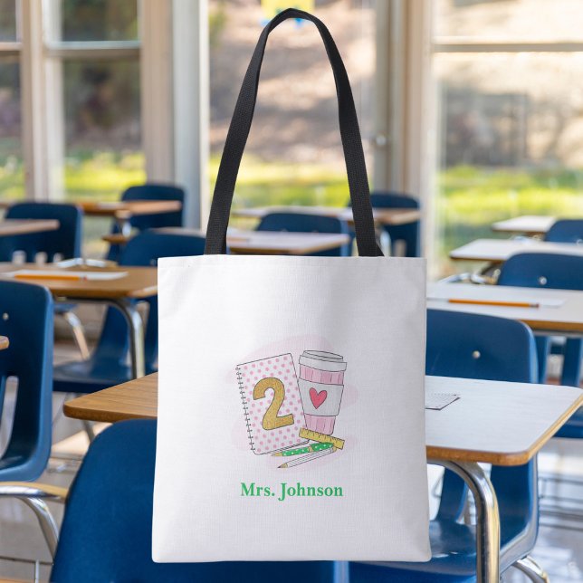 Personalized Second Grade Teacher Preppy School  Tote Bag (Creator Uploaded)