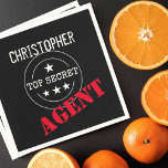 Personalized Secret Agent Kids Birthday Party Napkins<br><div class="desc">Get set to host the best Secret party in town with personalized paper napkins. Perfect for a secret agent themed party or an undercover spy school gathering.</div>