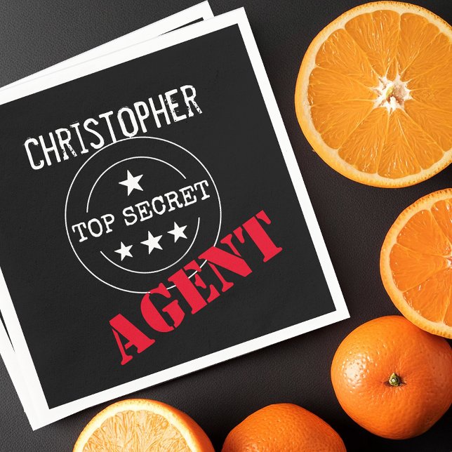 Personalized Secret Agent Kids Birthday Party Napkins (Creator Uploaded)