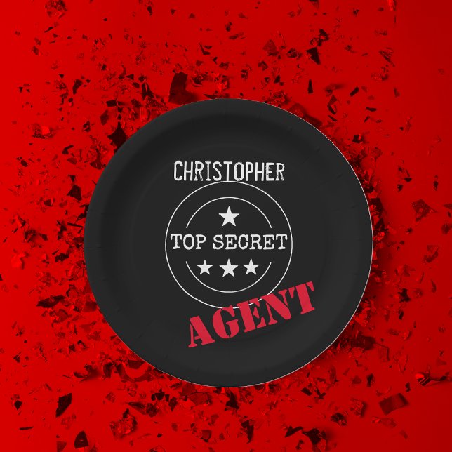 Personalized Secret Agent Kids Paper Plates (Creator Uploaded)