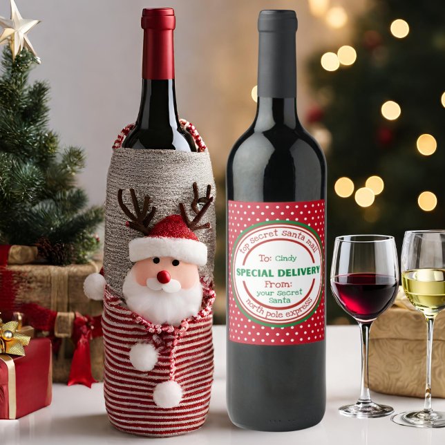 Personalized Secret Santa Gift Wine Label (Creator Uploaded)