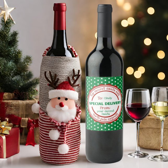 Personalized Secret Santa Gift Wine Label (Creator Uploaded)