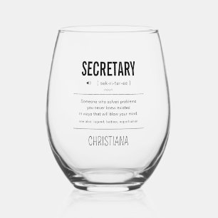 Personalized Secretary Funny Stemless Wine Glass