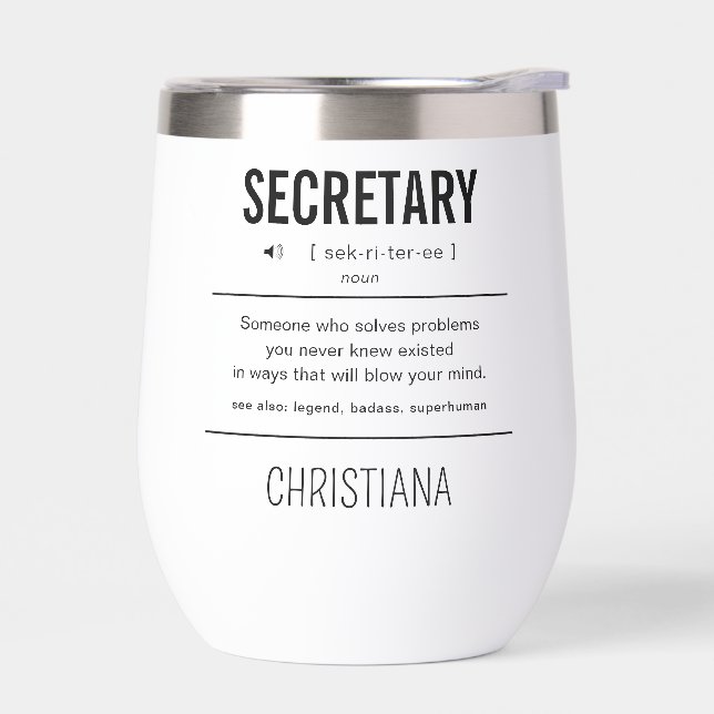 Personalized Secretary Funny Thermal Wine Tumbler (Left)