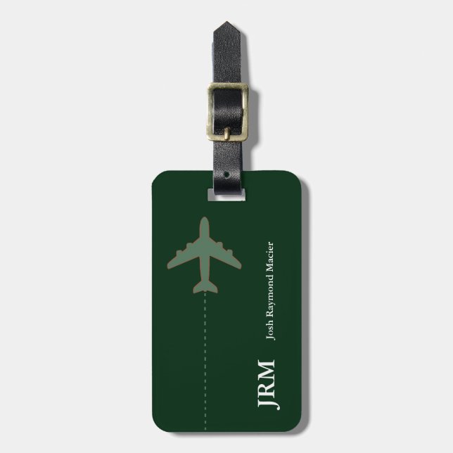 personalized secure travel airplane luggage tag (Front Vertical)