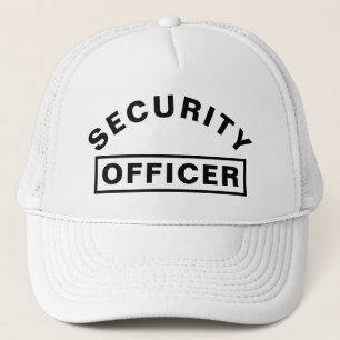 Personalized SECURITY OFFICER Text Statement White Trucker Hat
