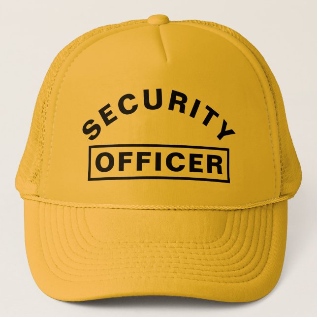 Personalized SECURITY OFFICER Text StatementYellow Trucker Hat (Front)