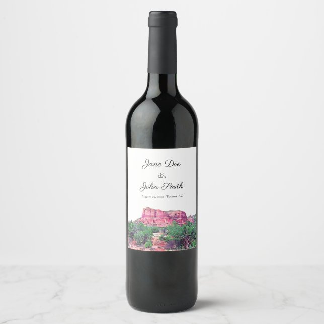 Personalized Sedona Arizona Wedding Wine Label (Front)
