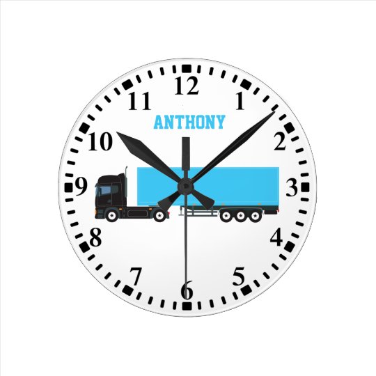 Personalized Semi-Trailer Truck Transportation Round Clock | Zazzle.com