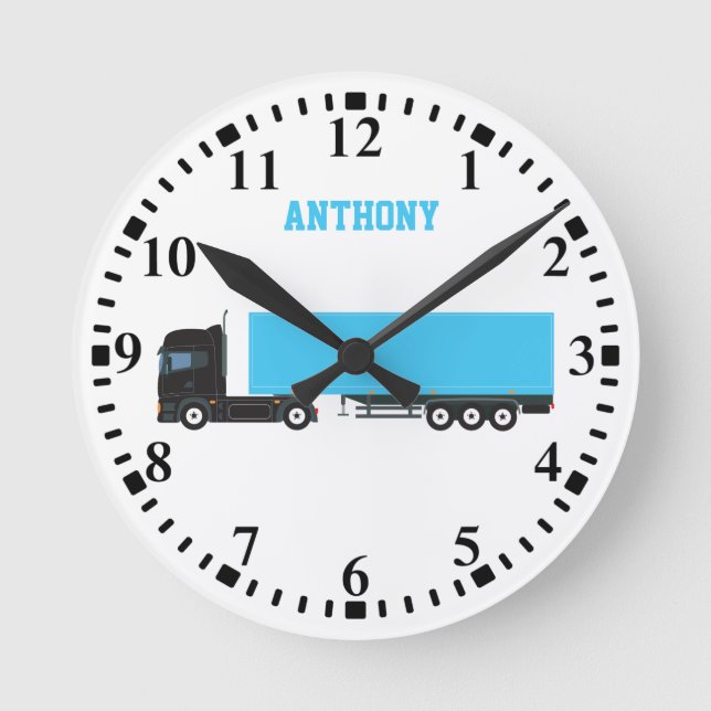 Personalized Semi-Trailer Truck Transportation Round Clock (Front)