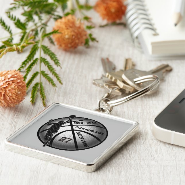 Personalized Senior Basketball Gift Ideas, 4 Text Keychain (Side)