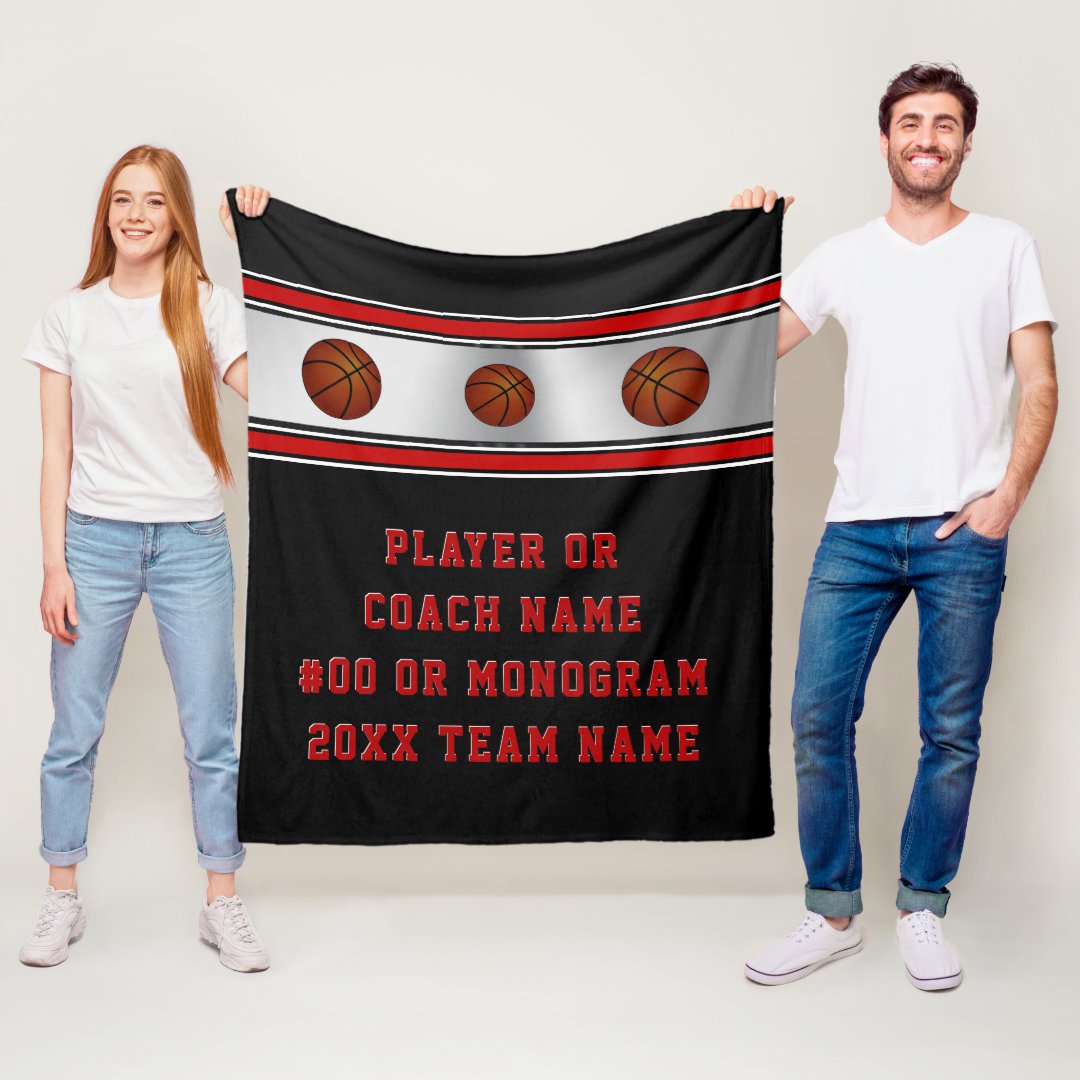 Personalized Senior Basketball Gift Ideas, Black Fleece Blanket Zazzle