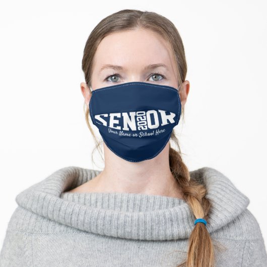 Personalized Senior Block Letter Any Year Adult Cloth Face Mask (Worn)