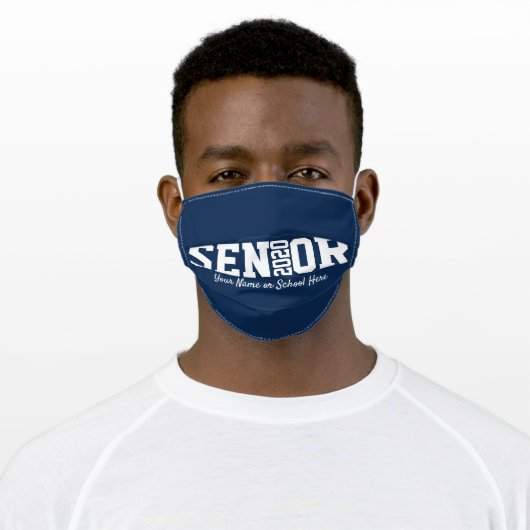 Personalized Senior Block Letter Any Year Adult Cloth Face Mask (Worn)