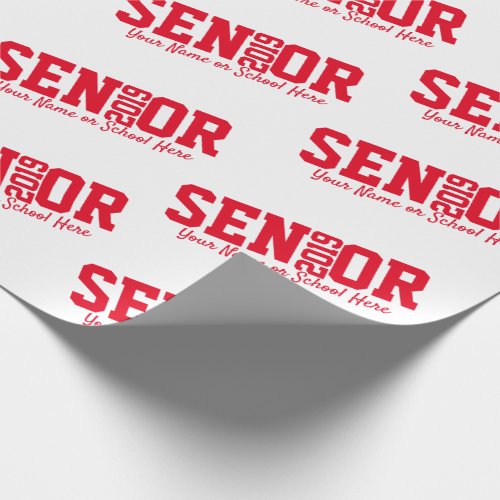 Personalized Senior Block Letter Class of 2019 Red Wrapping Paper