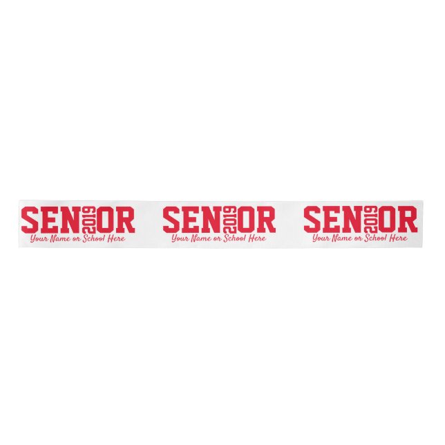 Personalized Senior Block Letter Class of 2019 Satin Ribbon (Front)