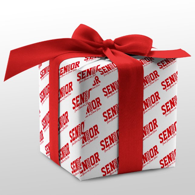 Personalized Senior Block Letter Class of 2020 Red Wrapping Paper (Creator Uploaded)