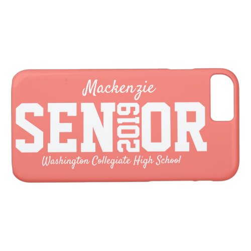 Personalized Senior Class of 2019 Grad Coral iPhone 87 Case
