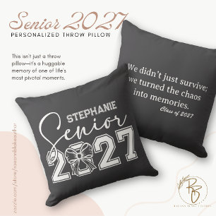 Personalized Senior Class of 2027 Quote Square Throw Pillow