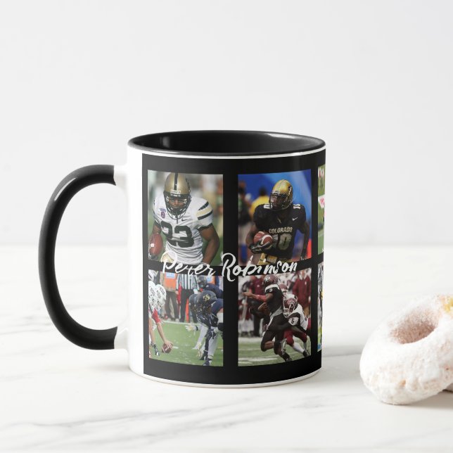 Personalized Senior Night Football Photo Keepsake Mug (With Donut)