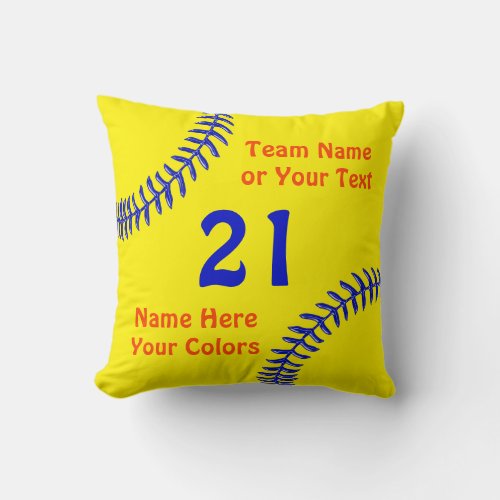 Personalized Senior Night Gifts for Softball Throw Pillow