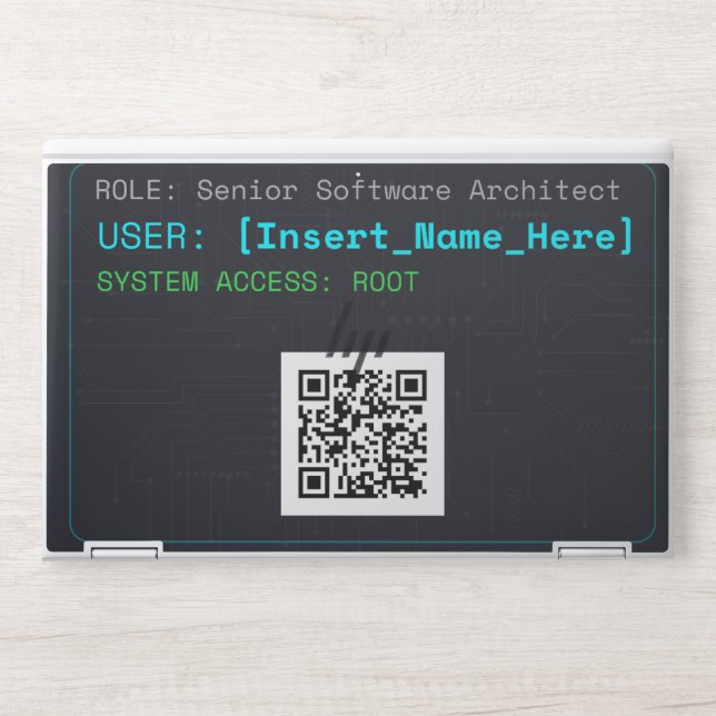 Personalized Senior Software Architect Tech HP Laptop Skin (Front)