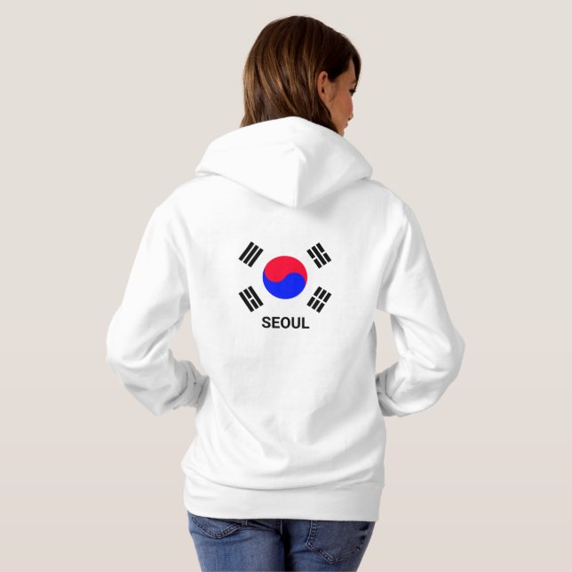Personalized "Seoul " and  South Korean flag. Hoodie (Back Full)
