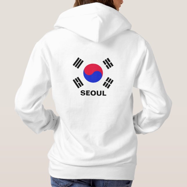 Personalized "Seoul " and  South Korean flag. Hoodie (Back)