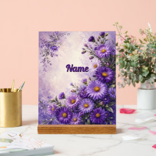 Personalized September Birth Flower Aster Acrylic Sign