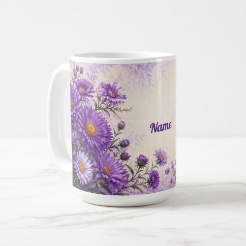 Personalized September Birth Flower Aster  Coffee Mug