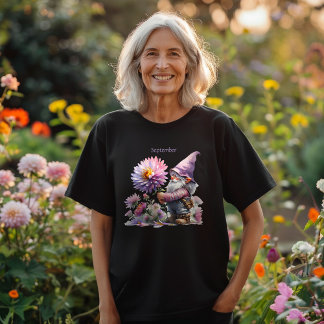 Personalized September Birth Month Garden Gnome T-Shirt