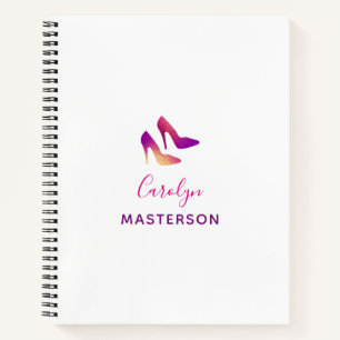 Personalized Sequin High Heel Fashionista Stylist Notebook