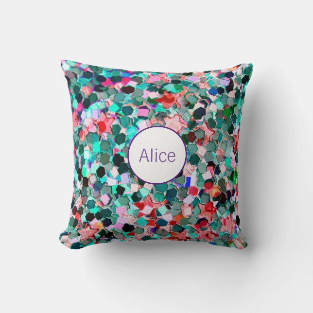 Personalized sequin pillow Custom Name Sequin (Front)