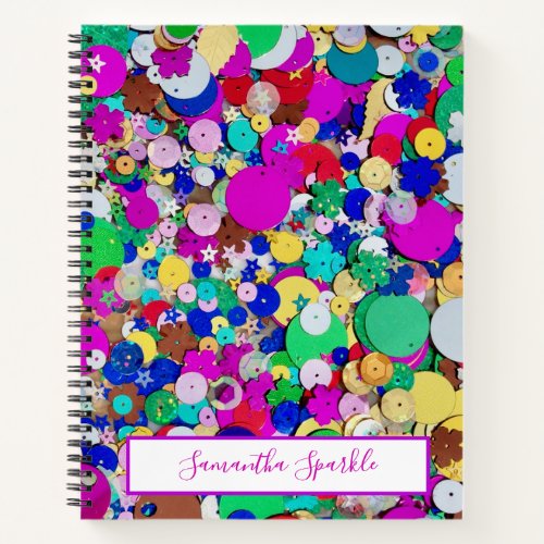 Personalized Sequin Spiral Notebook