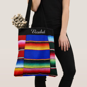Personalized Serape stripe Tote Bag