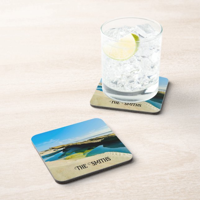Personalized Serenity beach scene coasters (Right Side)