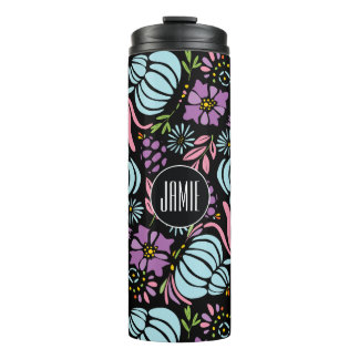 Personalized Serenity Blue Rose Quartz Pattern Thermal Tumbler