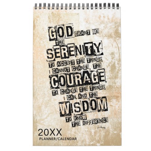Personalized Serenity Prayer Recovery Gift Planner Calendar