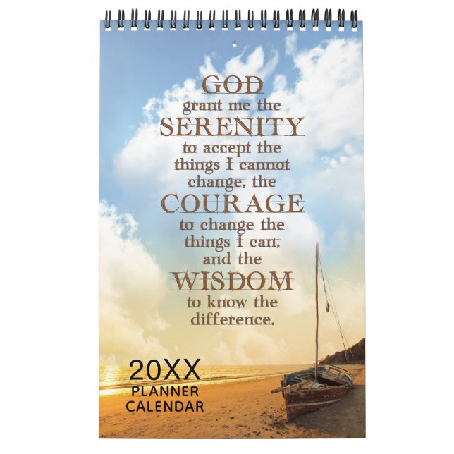 Personalized Serenity Prayer Recovery Gift Planner Calendar (Cover)