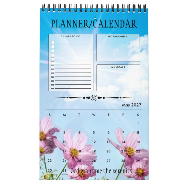 Personalized Serenity Prayer Recovery Gift Planner Calendar (May 2027)