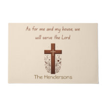 Personalized Serve the Lord and Cross Doormat