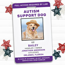 Personalized Service Dog Autism Support Dog Photo Badge