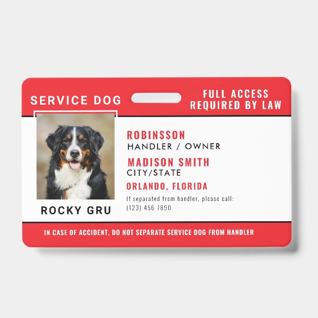 Personalized Service Dog Badge (Front)
