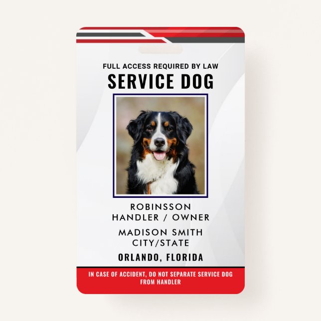 Personalized Service Dog Badge (Front)