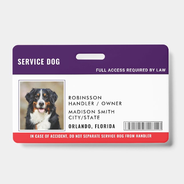 Personalized Service Dog Badge (Front)
