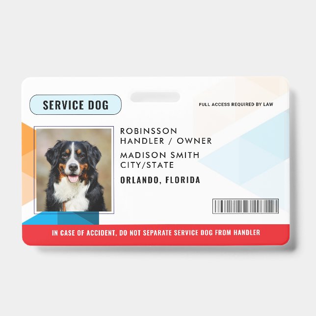 Personalized Service Dog Badge (Front)