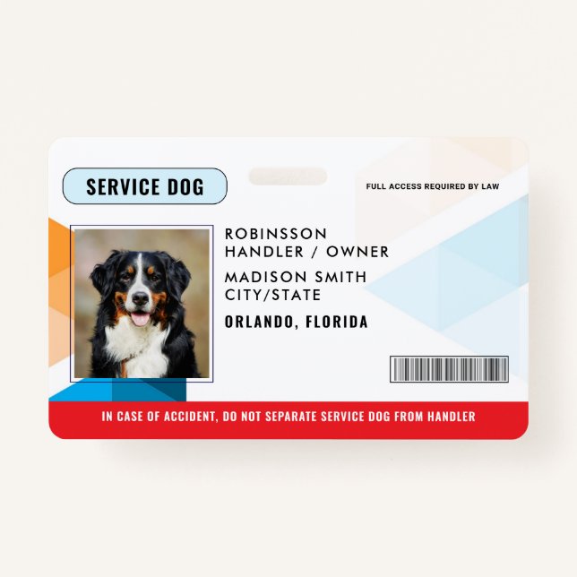 Personalized Service Dog Badge (Front)