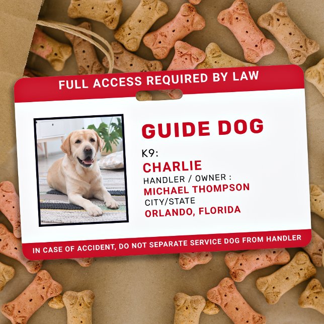 Personalized Service Dog Guide Dog Photo ID Badge (Creator Uploaded)