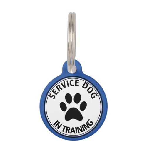Personalized Service Dog In Training Blue Pet Tag
