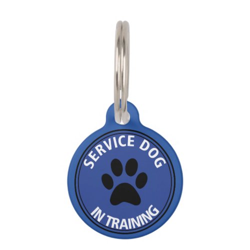 Personalized Service Dog In Training Blue Pet Tag